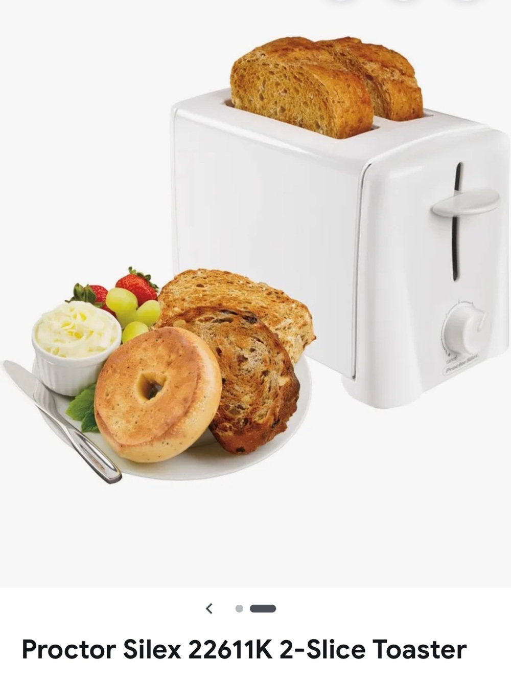 Proctor Silex White 2-Slice Toaster - Simple Controls, Reliable Toasting